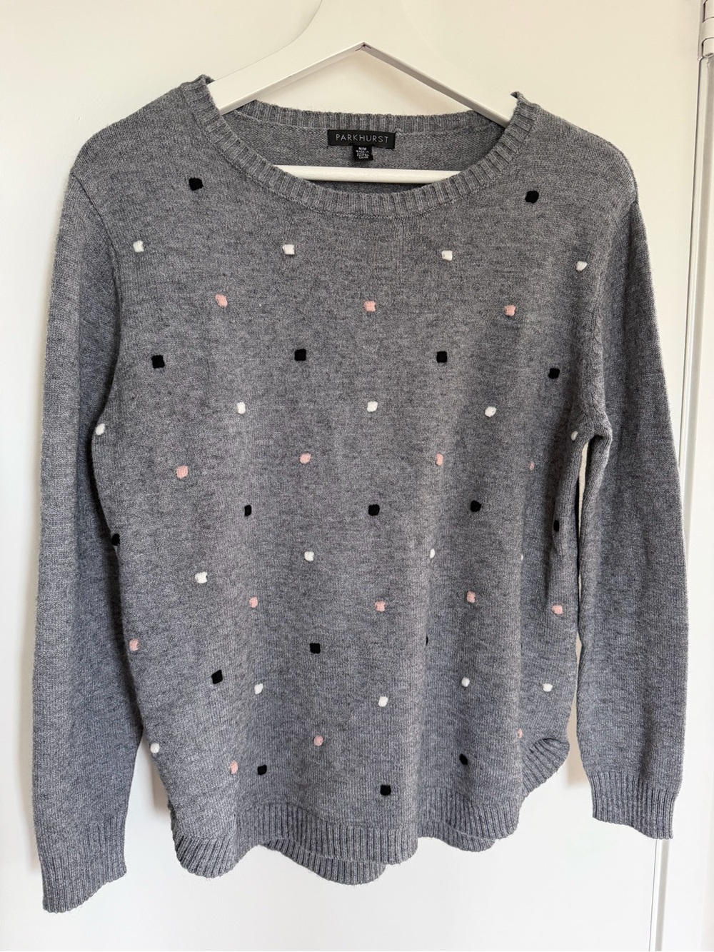 Parkhurst | Gray Polka Dot Crewneck Sweater